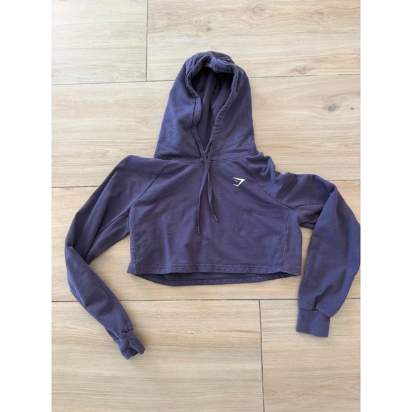 Gymshark Tops - Gymshark Womens Training Cropped Hoodie Plum Purple Raglan Pullover Small
